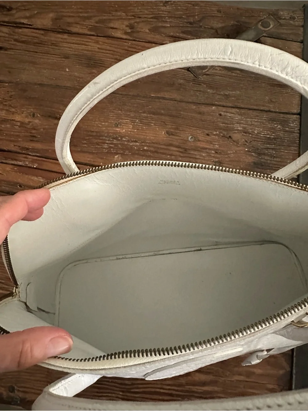 Hermes White Ostrich Bolide Bag